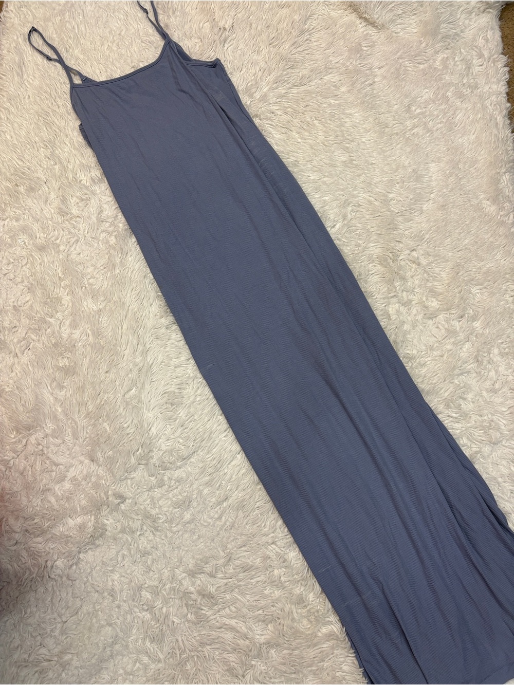 Skims Soft Lounge Long Slip Dress in Slate Blue - Picture 2 of 5